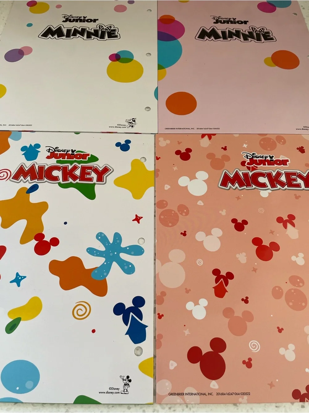 Disney Mickey & Minnie School Folders Set of 4